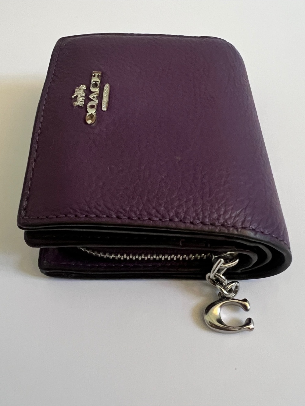 Coach Purple Pebbled Leather Small Bifold ID Wallet - Picture 3 of 7